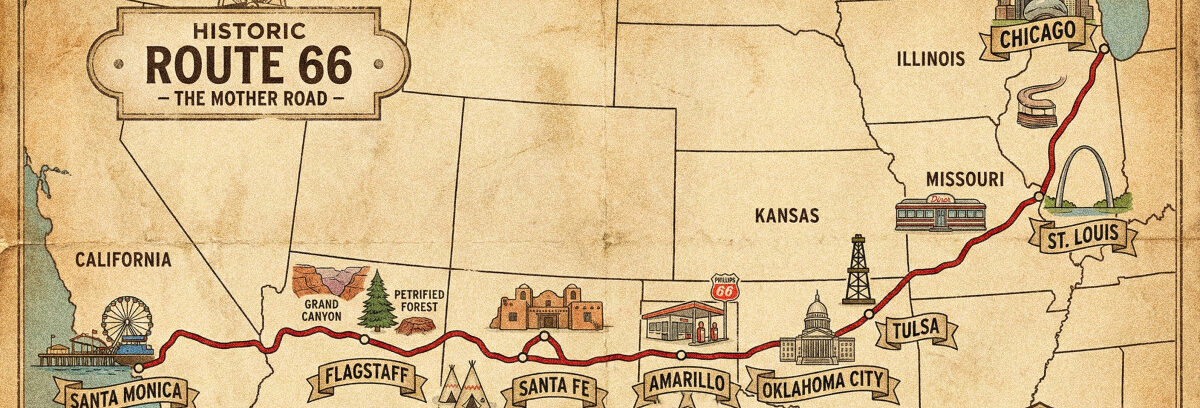 historic us route66 vintage map 2824203181
